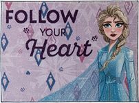 Gertmenian Disney Frozen “Follow Your Heart” Area Rug | Suitable for Classroom, Nursery, Bedroom, or Play Area | Ideal for Toddlers, Babies, and Young Children | 40x54in Medium, Pink 19836