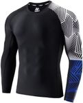 USKOY Men's Rash Guard Swim Shirts UPF 50+ Baselayer Long Sleeve Skins Compression Performance Fit Top Half Blue X-Large