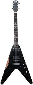 KGD Relic V Electric Guitar,Mahogany Body and Neck,Rosewood Fingerboard,Bone Nut,6-String Relic Heavy Metal Guitar,Professional/Electric Guitars for Adults
