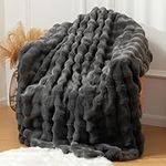 BENVWE Faux Fur Throw Blanket Fleece Bubble Blanket, Soft,Cozy and Thick Blanket Plush Fluffy Blanket for Couch Chair Bed 51x63 Inches Graphite Gray