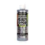 DecoArt FluidArt - Ready-to-Pour Acrylic Paint - 236 ML (8 Oz) Bottle - Silver Metallic (151)