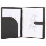 H&S A4 Portfolio Folder with Ring Binder Mechanism - with 40 plastic A4 Document pockets - Black Faux Leather Conference Folder