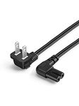 CableCreation 18 AWG Angled 2-Slot Non-Polarized Angle Power Cord for TV, PS4, Printer, Monitor(IEC320 C7 to Nema 1-15P), 3 Feet/0.9M, Black