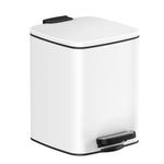 SONGMICS Bathroom Bin, 6L Small Bin, Pedal Toilet Bin for Small Spaces, Soft-Close Lid, Steel, White LTB590W0602