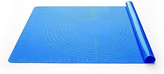 LONGFITE Silicone Pastry Mat Non Stick Large Baking Mat with Measurement Fondant Mat, Counter Mat, Dough Rolling Mat, Oven Liner, Pie Crust Mat 20'' by 16'' (Blue)