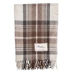 The Scotland Kilt Company Recycled Wool Tartan Lap Blanket in Stewart Natural Dress - Fringed Edges, Soft, Machine Washable - One Size 73.5 x 177cm