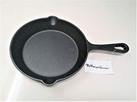 Vintage Gourmet ® Premium Quality Cast Iron Pre-Seasoned Skillet Frying Pan 20cm Diameter - 4cm Deep for Healthy Cooking -Black, Oven Safe, Grill Cook and Taste The Difference