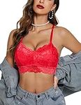 Avidlove Sexy Bra and Panty Set Women Lace Bralette and Panty Two Piece Lingerie Red, L