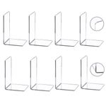 CY craft 8 Pieces/4 Pairs Bookends,Clear Acrylic Bookends for Shelves,Heavy Duty Book Ends and Desktop Organizer,Book Stopper for Books/Movies/CDs,7.3x4.8x4.8 inch