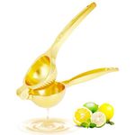 Lemon Squeezer, Heavy Duty Zinc Manual Lemon Juicer, High Yield Threaded Groove Small Oranges Limes Citrus Juicer Hand Press, Juice Maker for Cocktails Home Restaurant Kitchen Utensils(Gold)