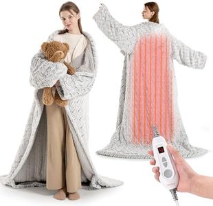 Bearhug Wearable Heated Blanket with Foot Pockets & Sleeves 50" x 70"+18" - Faux Fur & Sherpa, Heated Snuggle Blanket for Bed & Sofa, 6 Heating Levels, 4H Auto-Off, ETL Certified, Machine Washable