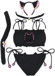 JustinCostume Women's Cosplay Lingerie Set Kitty Keyhole Cute Hot Outfit S Black