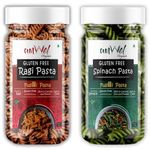 Amwel Organic Gluten Free Ragi Pasta + Spinach Pasta | Fusilli Pasta | 220g x 2 pc | No Maida No Sooji | Power of Ragi & Spinach