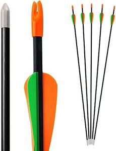Bogenkönig Flechas para Tiro con Arco | Juego de 5 | Flechas para Arco de Fibra de Vidrio con con Punta de Metal para Principiantes y Avanzados | 28 Pulgadas