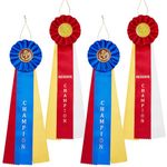 Hotop Award Prize Ribbon Horse Show Champion and Reserve Champion Rosette Ribbon with Event Card Winner Victory Recognition Participation Ribbon for Competition, Sport Event, School, Contest(4 Pcs)