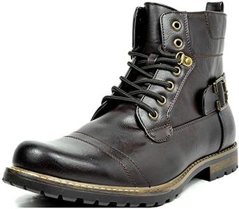 Bruno Marc Men's Motorcycle Combat Boots Casual Zipper Biker Boot, Dark Brown, Size 13 M US, PHILLY-5