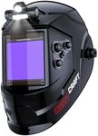 ARCCAPTAIN Large View 3.94" x 3.66" True Color Auto Darkening Welding Helmet with Light, Solar Powered Welding Hood, 4 Arc Sensor Wide Shade 4/5-9/9-13 for Stick MIG TIG Cut,Glossy Black