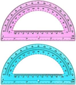 ZZTX 2 Pack Plastic Protractor 6 Inches Math Protractors 180 Degrees for School Office Supplies, Blue/Pink