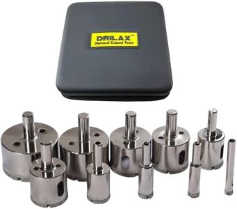 Drilax™ 10 Pcs Diamond Drill Bit Set Hole Saws for Kitchen Bathroom Shower Faucet Wet Drilling Tool Ceramic Porcelain Tiles Glass Marble Granite Hole Sizes 1/4 3/8 1/2 (0.5 Inch) 3/4 1 1 1/4 1 3/8 1 1/2 1 3/4 2