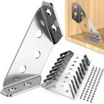 12 Pcs Corner Connector,Stainless Steel Corner Brackets for Wood,Triangle Angle Brackets, Furniture Corner Bracket with Screws,Triangle Support Fixed Corner Brace for Shelf Cabinet Table Chair Desk