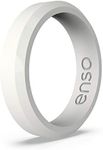 Enso Rings Bevel Thin Silicone Wedding Ring – Hypoallergenic Unisex Stackable Wedding Band – Comfortable Minimalist Band – 5.08mm Wide, 2.16mm Thick White Size: 7