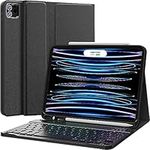 CHESONA iPad Pro 11 Case with Keyboard 2022, Rechargeable Bluetooth Keyboard, Detachable - Pencil Holder - Flip Stand Cover for iPad Pro 11 inch 4th /3rd /2nd /1st Gen, Air 10.9 inch 5th/4th, Black