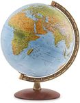 Waypoint Geographic Lugano 12" Globe with Metal Numbered Meridian and Wood Base for Home & Office (Physical Ocean) World, Blue, 2.5 Lb