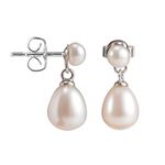 Jo & Co. White Freshwater Cultured 4 mm Pearl Stud with 9 X 7.5 mm Pearl Drop Earrings with 925 Sterling Silver Fittings. Some Variation in Colour Tone May Occur