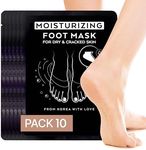 Moisturizing Foot Mask for Dry Cracked Feet - Foot Moisturizing Socks for Women, Men - Feet Mask Pedicure Foot Spa Socks - Cracked Heel Treatment with Foot Mask Bulk - Foot Moisturizer Socks - 10 Pack