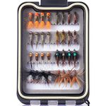 BASSDASH Fly Fishing Flies Barbed or Barbless Fly Hooks 60/62pcs Include Dry Wet Flies Nymphs Streamers for Trout Salmon Steelhead Grayling Fishing with Waterproof Fly Box (32pcs barbless trout flies)