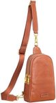 S-ZONE Sling Bag for Women Vegetable Tanned Top Grain Leather Crossbody Shoulder Bag Purses Fanny Packs