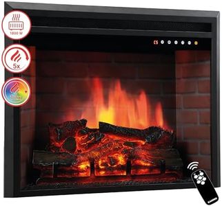 KAMINIO cheminée Electrique LUCA - Cheminée encastrable avec Chauffage, Effet de Flamme 3D, 12 Couleurs de Flammes, télécommande (23 Pouces)