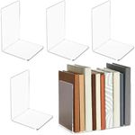 Juvale 6-Pack Acrylic Bookends - Clear Book End Organizers for Shelves, Decorative Book Stoppers for Office, Dorm, Library, Bedroom (4.5 x 7.1 in)