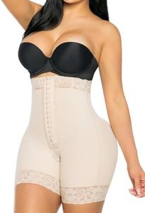 YIANNA Tummy Control Shapewear for Women Fajas Colombianas Body Shaper Shorts Butt Lifter with Zipper Crotch, Beige, Medium