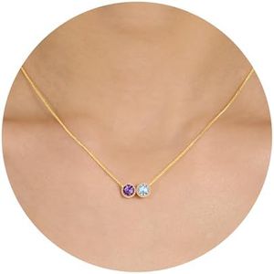 Sistble Amethyst Necklace Mothers Day Gifts for Women Gold Birthstone Necklace March Birthstone Necklaces February Birthday Gift for Mom Aquamarine Jewelry for Women