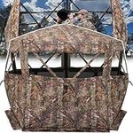 XProudeer Hunting Blind See Through Ground Blinds with 270/360 Degree Pop Up Portable Deer Blinds 1-4 Person Camouflage Ground Blinds for Deer & Turkey Hunting