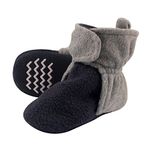 Hudson Baby Unisex-Baby Cozy Fleece Booties, Navy Heather Gray, 0-6 Months Infant