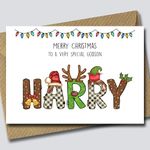 Personalised Christmas Card for Godson - Customised Xmas card for your Godson - ANY NAME!