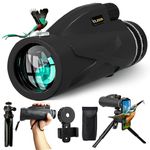 40X60 High Power Monocular Telescope with Smartphone Adapter Tripod Travel Bag, Larger Vision Monoculars for Adults Kids with BAK4 Prism & FMC Lens, Suitable for Bird Watching Hunting Hiking Camping