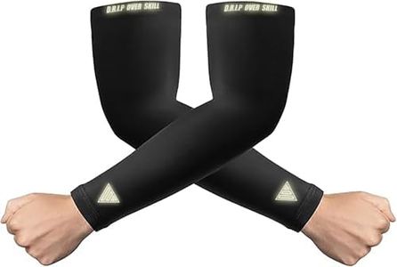 D.R.I.P Over Skill Arm Sleeves for Baseball & Football, 2 Pack, Non-Slip Compression, Breathable & Wicks Sweat, UPF 50, Reflective Black Medium