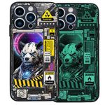 Glow in the Dark Case for iPhone 14 Plus, Toughened Glass panel with shockproof TPU Rims - Cyber Circuit-6