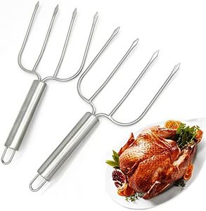 KAYCROWN Stainless Steel Turkey & Roast Lifters, Set of 2 - Turkey and Poultry Lifters Roaster Poultry Forks Great for Thanksgiving, Transfer Turkey or Ham Easily