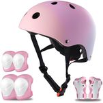 SAITI Kids Bike Helmet, Toddler Bike Helmet for Ages 8-14 Boys Girls Protective Gear with Elbow Knee Wrist Pads Adjustable Kids Helmet for Multi-Sports Skateboard Bicycle Riding Scooter Skating Roller