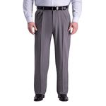 Haggar Men's Premium Comfort Classic Fit Pleat Front Dress Pant (Regular and Big & Tall Sizes), Dark Chocolate, 44W x 30L