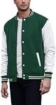 COOFANDY Mens Varsity Letterman Jackets for Men Fashion Bomber Baseballs Jacket Spring Fall Green XX-Large