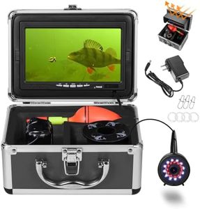 MOQCQGR Underwater Fishing Camera, Portable Video Fish Finder wiht 7 inch HD LCD Monitor 1200TVL Camera, 12pcs IR and 12pcs LED White Lights for Ice,Lake and Boat Fishing(15M/49FT)