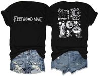 Rock Band Shirts for Women Vintage Rock Music Concert Tee Retro Graphic Music Lover Short Sleeve Tops Black