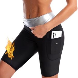 Sudation Amincissante Ventre Plat Maigrir Shorts Poches Sauna Suit Shapewear Costume D'entraînement Taille Haute Formateur Shaper Exercice Fitness Gym Yoga Sport Femme