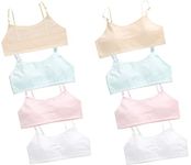 Herepai Training Bras for Girls Seamless Adjustable Cotton Cami Bralettes 7-14Y, 8 Pack, 12-14 Years