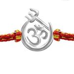 Parnika 925 Om Ganesha Rudraksha Infinity Bro Shiv Bhai Adjustable Silver Rakhi Bracelet For Brother in 92.5 Sterling Silver for Boys and Men | Chandi ki Rakhi | Gift Box Roli Chawal (Om Trishul)